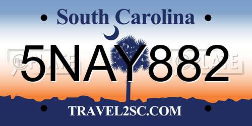 5NAY882 South Carolina License Plate