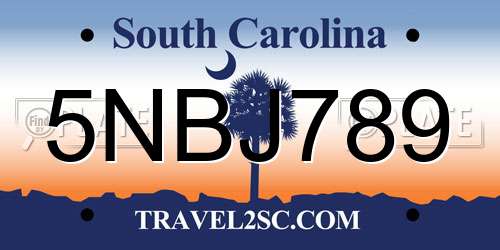 5NBJ789 South Carolina License Plate