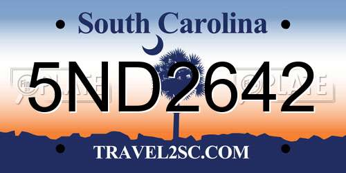 5ND2642 South Carolina License Plate