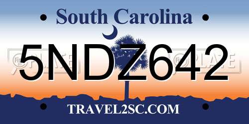 5NDZ642 South Carolina License Plate