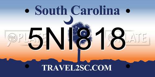 5NI818 South Carolina License Plate