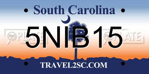 5NIB15 South Carolina License Plate