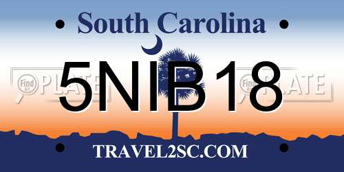5NIB18 South Carolina License Plate