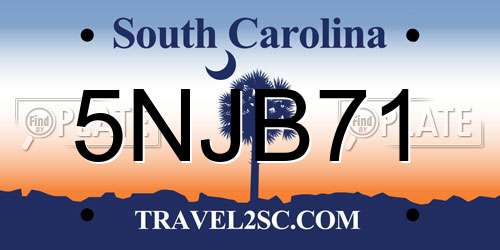 5NJB71 South Carolina License Plate