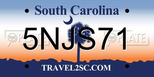 5NJS71 South Carolina License Plate