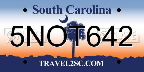 5NOT642 South Carolina License Plate