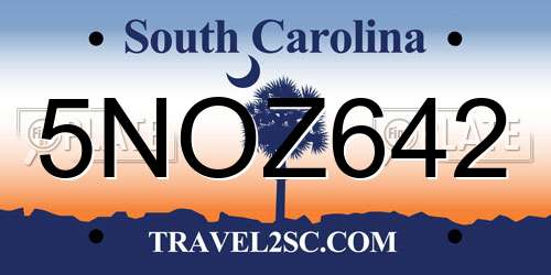 5NOZ642 South Carolina License Plate