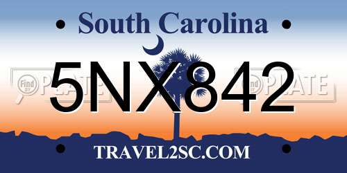 5NX842 South Carolina License Plate