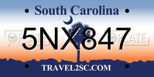 5NX847 South Carolina License Plate