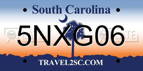5NXG06 South Carolina License Plate