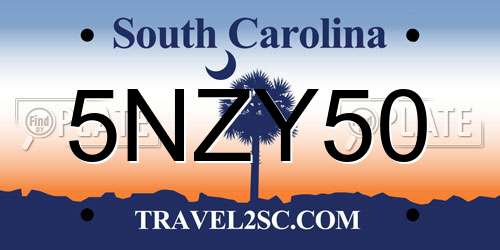 5NZY50 South Carolina License Plate