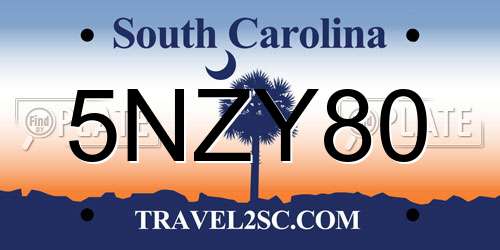 5NZY80 South Carolina License Plate