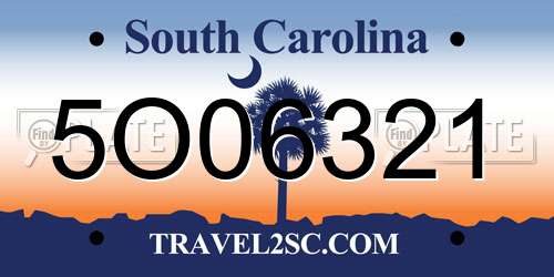 5O06321 South Carolina License Plate