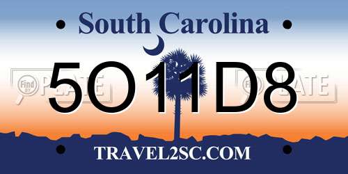 5O11D8 South Carolina License Plate