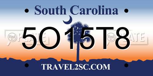 5O15T8 South Carolina License Plate