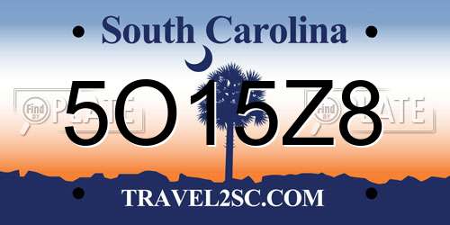 5O15Z8 South Carolina License Plate