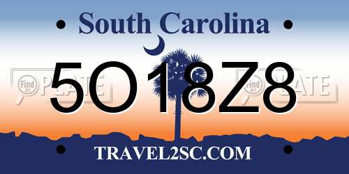 5O18Z8 South Carolina License Plate