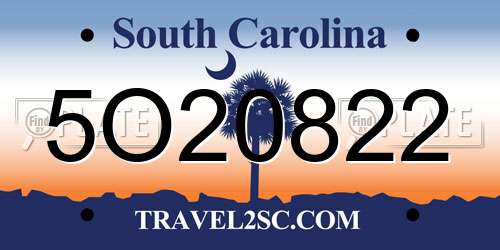 5O20822 South Carolina License Plate