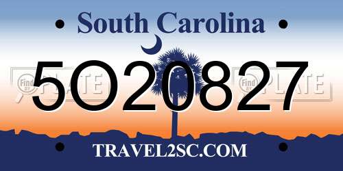 5O20827 South Carolina License Plate