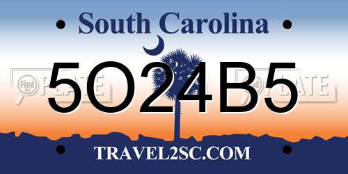 5O24B5 South Carolina License Plate