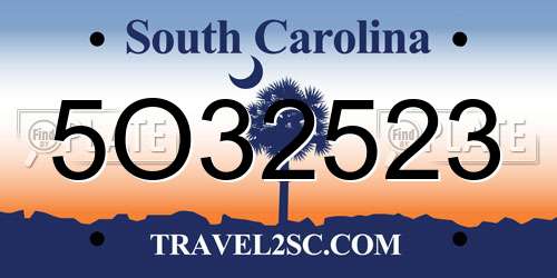 5O32523 South Carolina License Plate
