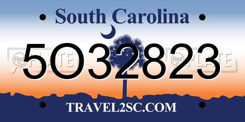 5O32823 South Carolina License Plate