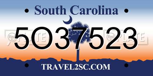 5O37523 South Carolina License Plate