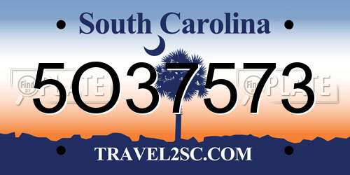 5O37573 South Carolina License Plate