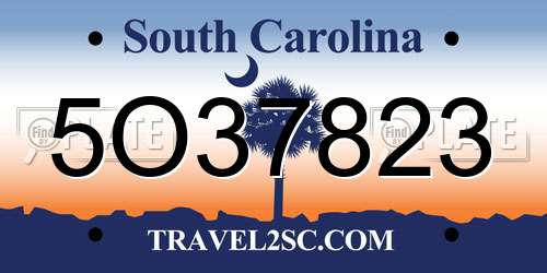 5O37823 South Carolina License Plate