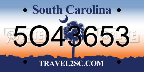 5O43653 South Carolina License Plate