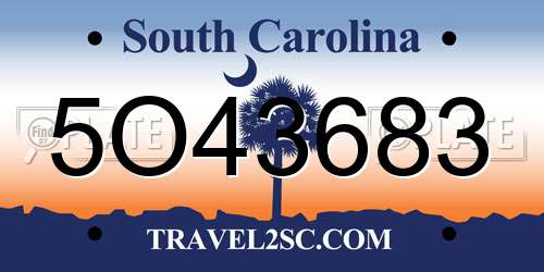 5O43683 South Carolina License Plate