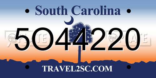 5O44220 South Carolina License Plate
