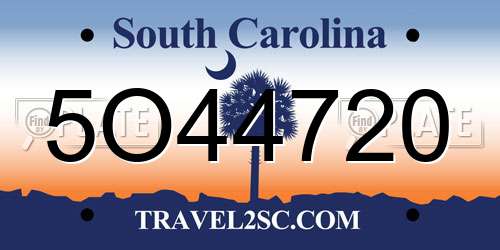 5O44720 South Carolina License Plate