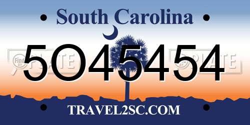 5O45454 South Carolina License Plate