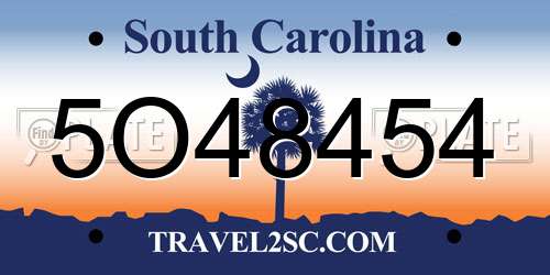 5O48454 South Carolina License Plate