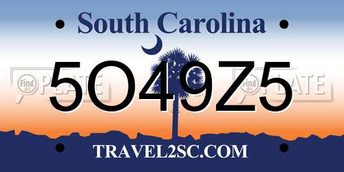 5O49Z5 South Carolina License Plate