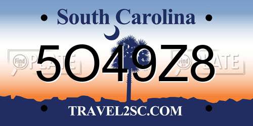 5O49Z8 South Carolina License Plate