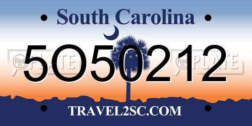 5O50212 South Carolina License Plate