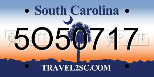 5O50717 South Carolina License Plate