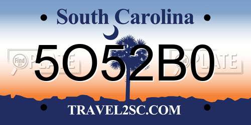 5O52B0 South Carolina License Plate