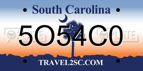 5O54C0 South Carolina License Plate