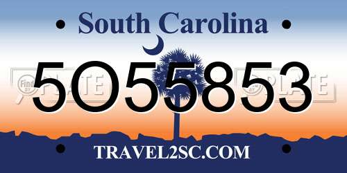 5O55853 South Carolina License Plate