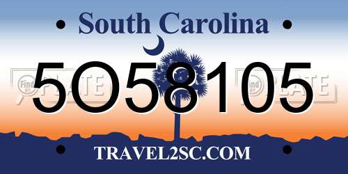 5O58105 South Carolina License Plate