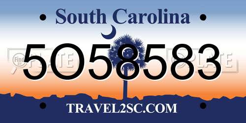 5O58583 South Carolina License Plate