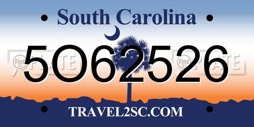 5O62526 South Carolina License Plate