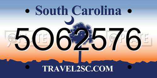 5O62576 South Carolina License Plate