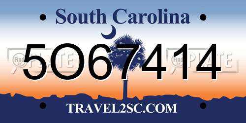 5O67414 South Carolina License Plate