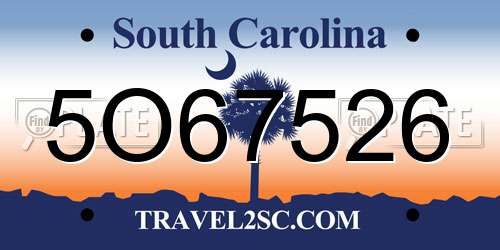 5O67526 South Carolina License Plate