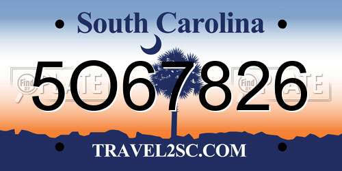 5O67826 South Carolina License Plate