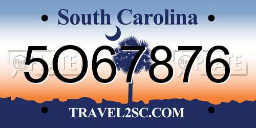 5O67876 South Carolina License Plate